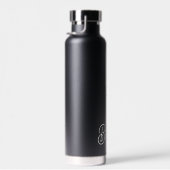 Modern zwart wit gepersonaliseerd monogram en naam waterfles (Rechts)