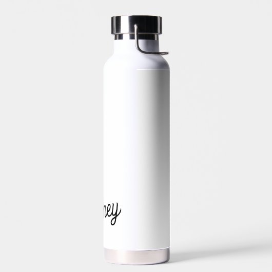 Modern zwart wit gepersonaliseerd monogram en naam waterfles (Links)