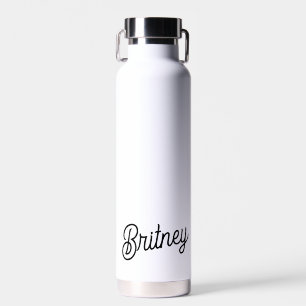 Modern zwart wit gepersonaliseerd monogram en naam waterfles