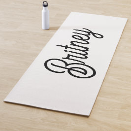 Modern zwart wit gepersonaliseerd monogram en naam yogamat