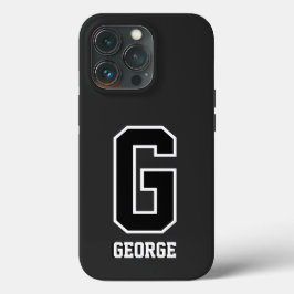 Modern zwart wit gepersonaliseerd monogram voor he Case-Mate iPhone case