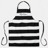 Modern zwart-wit gepersonaliseerd script schort (Voorkant)