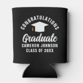 Modern Zwart Wit Gepersonaliseerde Graduation Part Blikjeskoeler (Achterkant)