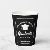 Modern Zwart Wit Gepersonaliseerde Graduation Part Papieren Bekers (Achterkant)