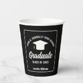 Modern Zwart Wit Gepersonaliseerde Graduation Part Papieren Bekers (Voorkant)