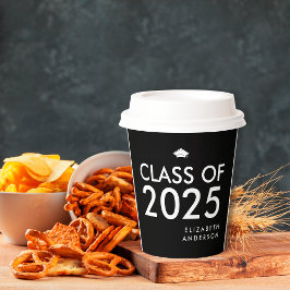 Modern Zwart Wit Gepersonaliseerde Graduation Part Papieren Bekers