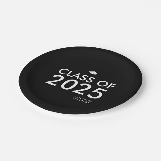 Modern Zwart Wit Gepersonaliseerde Graduation Part Papieren Bordje (Gekanteld)