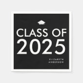 Modern Zwart Wit Gepersonaliseerde Graduation Part Servet (Voorkant)