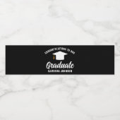 Modern Zwart Wit Gepersonaliseerde Graduation Part Waterfles Etiket (Enkel label)