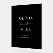 Modern zwart-wit gepersonaliseerde welkom bruiloft acryl bord (Hoek)