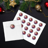 Modern zwart wit geplakt kerstgeheugen foto ronde sticker
