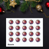 Modern zwart wit geplakt kerstgeheugen foto ronde sticker