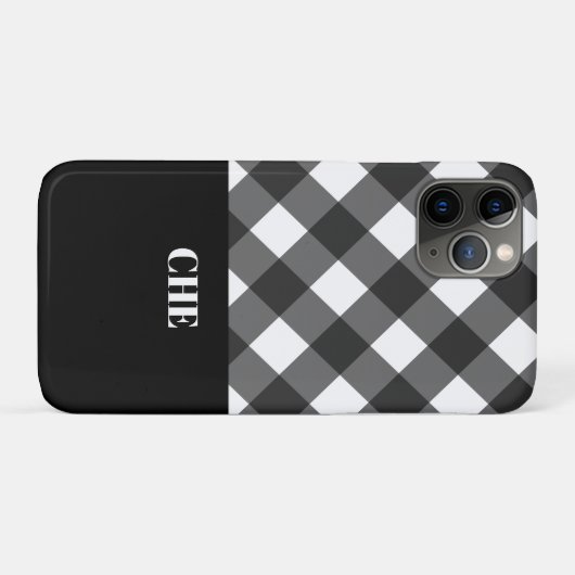 Modern zwart-wit geplakt monogram Case-Mate iPhone case (Achterkant (horizontaal))