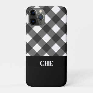 Modern zwart-wit geplakt monogram Case-Mate iPhone case