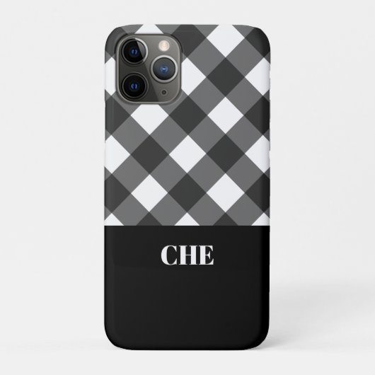 Modern zwart-wit geplakt monogram Case-Mate iPhone case (Achterkant)