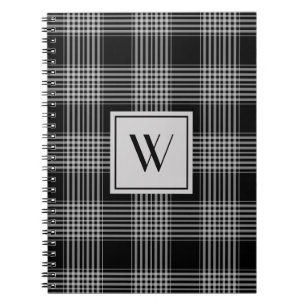 Modern zwart-wit geplakt monogram notitieboek