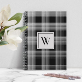 Modern zwart-wit geplakt monogram notitieboek