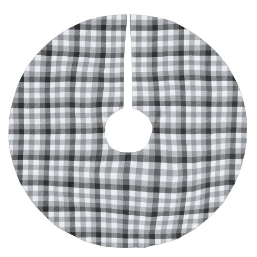 Modern zwart-wit geruit gingham grafisch patroon kerstboom rok (Voorkant)