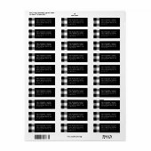 Modern zwart-wit geruit kerstadres etiket (Full Sheet)