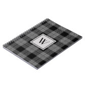 Modern zwart-wit geruit monogram notitieboek (Linkerzijde)