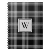 Modern zwart-wit geruit monogram notitieboek (Voorkant)