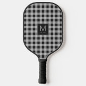 Modern zwart-wit geruit monogram vastgesteld pickleball paddle (Achterkant)