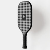 Modern zwart-wit geruit monogram vastgesteld pickleball paddle (Links)
