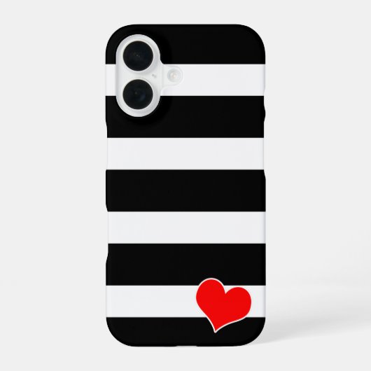 Modern Zwart & Wit Gestreept iPhone 16 Hoesje (Achterkant)