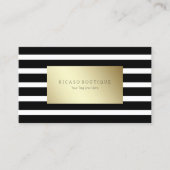 Modern zwart-wit gestreept met goud visitekaartje (Voorkant)