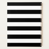Modern zwart wit gestreepte aangepaste naam monogr planner (Achterkant)