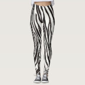 Modern zwart-wit gestreepte safari zebra dier leggings (Voorkant)