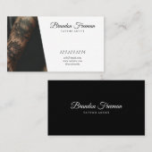 Modern zwart-wit getatoeëerde arm Tattoo Artist Visitekaartje (Voorkant / Achterkant)