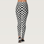 Modern zwart wit getrapt racepatroon leggings (Achterkant)