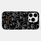 Modern Zwart Wit Gezichtslijn Patroon Custom Case-Mate iPhone Case (Achterkant (horizontaal))