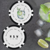 Modern Zwart Wit Gin Tonic Drink Voucher Bruiloft Poker Chips