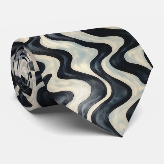 Modern zwart-wit golfpatroon stropdas (Opgerold)