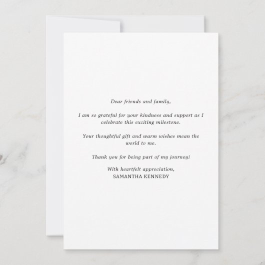 Modern Zwart Wit Goud 2025 Afstuderen Foto Bedankkaart (Achterkant)