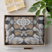 Modern Zwart Wit & Goud Bloemen Tissue Papier (Geschenk)