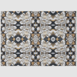 Modern Zwart Wit & Goud Bloemen Tissue Papier