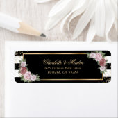 Modern Zwart Wit Goud Confetti Blush Pink Rose Etiket (Insitu)