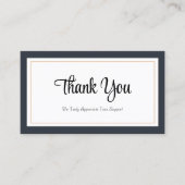 Modern Zwart Wit Goud Dank u Kaart Visitekaartje (Voorkant)
