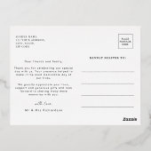 Modern Zwart Wit Goud Foto Bruiloft Dank u Folie Uitnodiging Briefkaart (Achterkant)