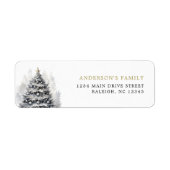 Modern Zwart & Wit Goud Kerstboom Party Etiket (Voorkant)