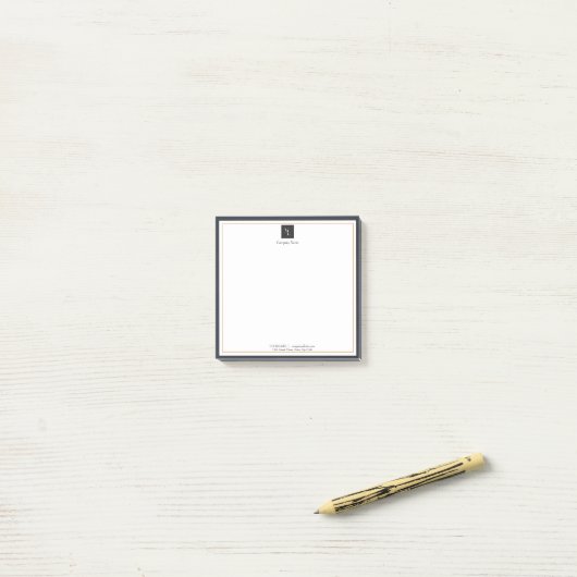 Modern zwart-wit goud met zakelijke Logo Post-it® Notes (Op bureau)
