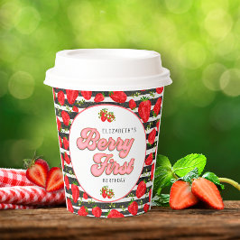 Modern Zwart Wit Goud Rode Aardbei Berry Eerste Papieren Bekers