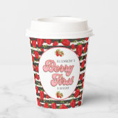 Modern Zwart Wit Goud Rode Aardbei Berry Eerste Papieren Bekers (Achterkant)