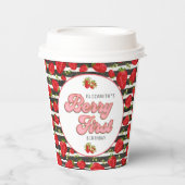 Modern Zwart Wit Goud Rode Aardbei Berry Eerste Papieren Bekers (Voorkant)