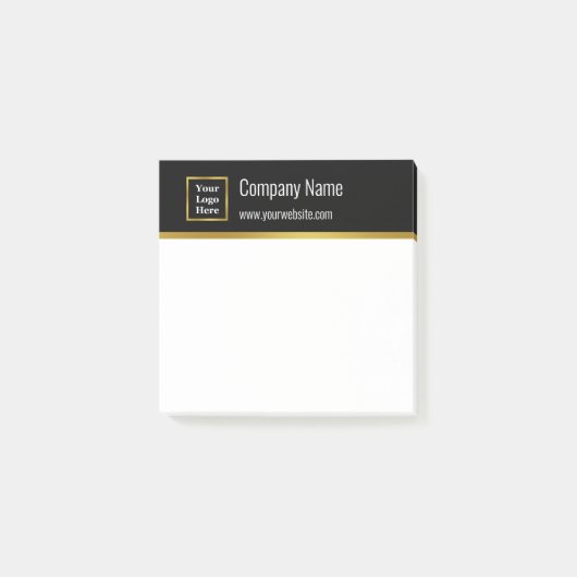 Modern Zwart Wit & Goud Uw Logo Hier Sjabloon Post-it® Notes (Voorkant)