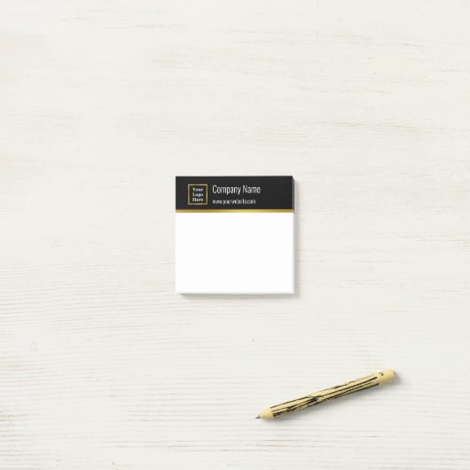 Modern Zwart Wit & Goud Uw Logo Hier Sjabloon Post-it® Notes (Op bureau)