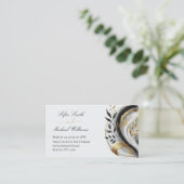 Modern Zwart Wit Goud Wedding-Botanisch- Visitekaartje (Staand voorkant)